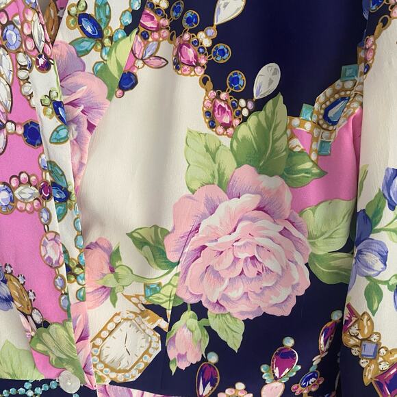 Vintage Dana Buchman Women’s 6 Silk Blouse Floral Jewelry Watches Victorian 90s - Picture 10 of 10